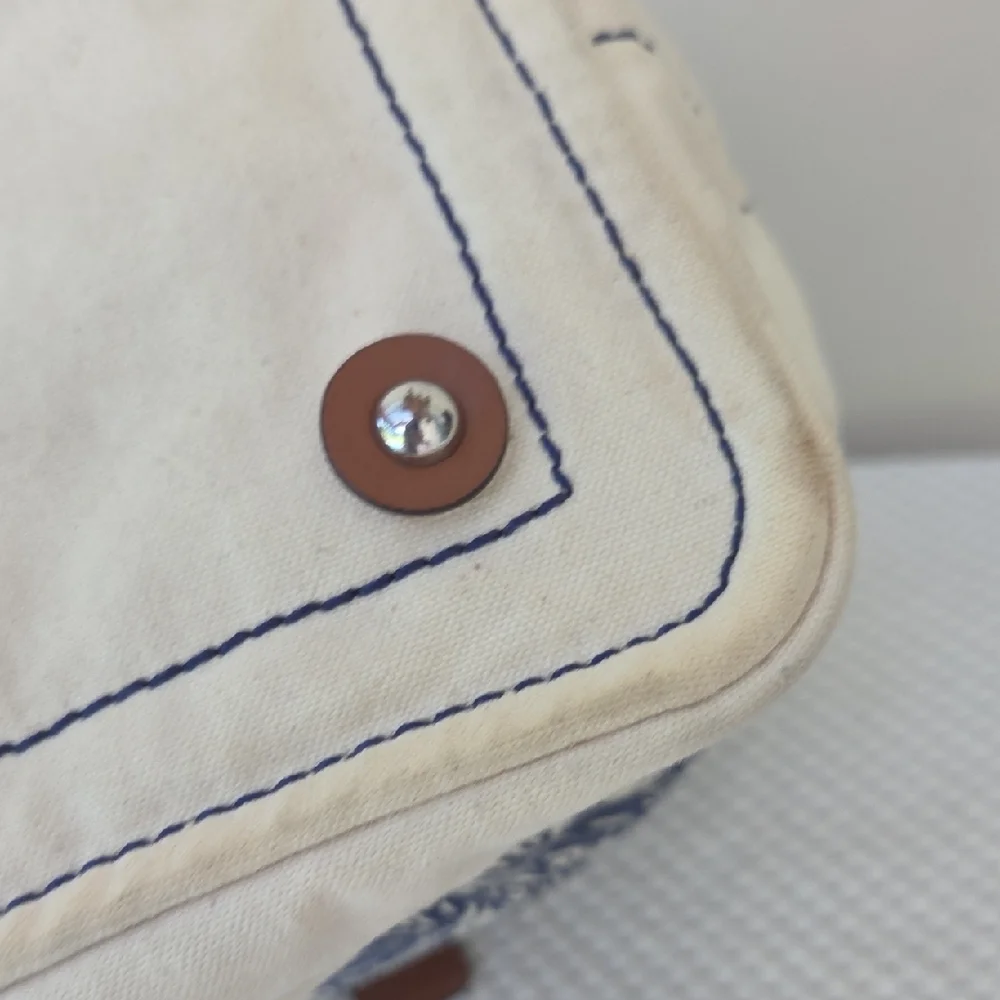 Lauren Ralph Lauren Nautical Sailors Canvas Leather Crossbody Satchel Purse Bag - Picture 11 of 14